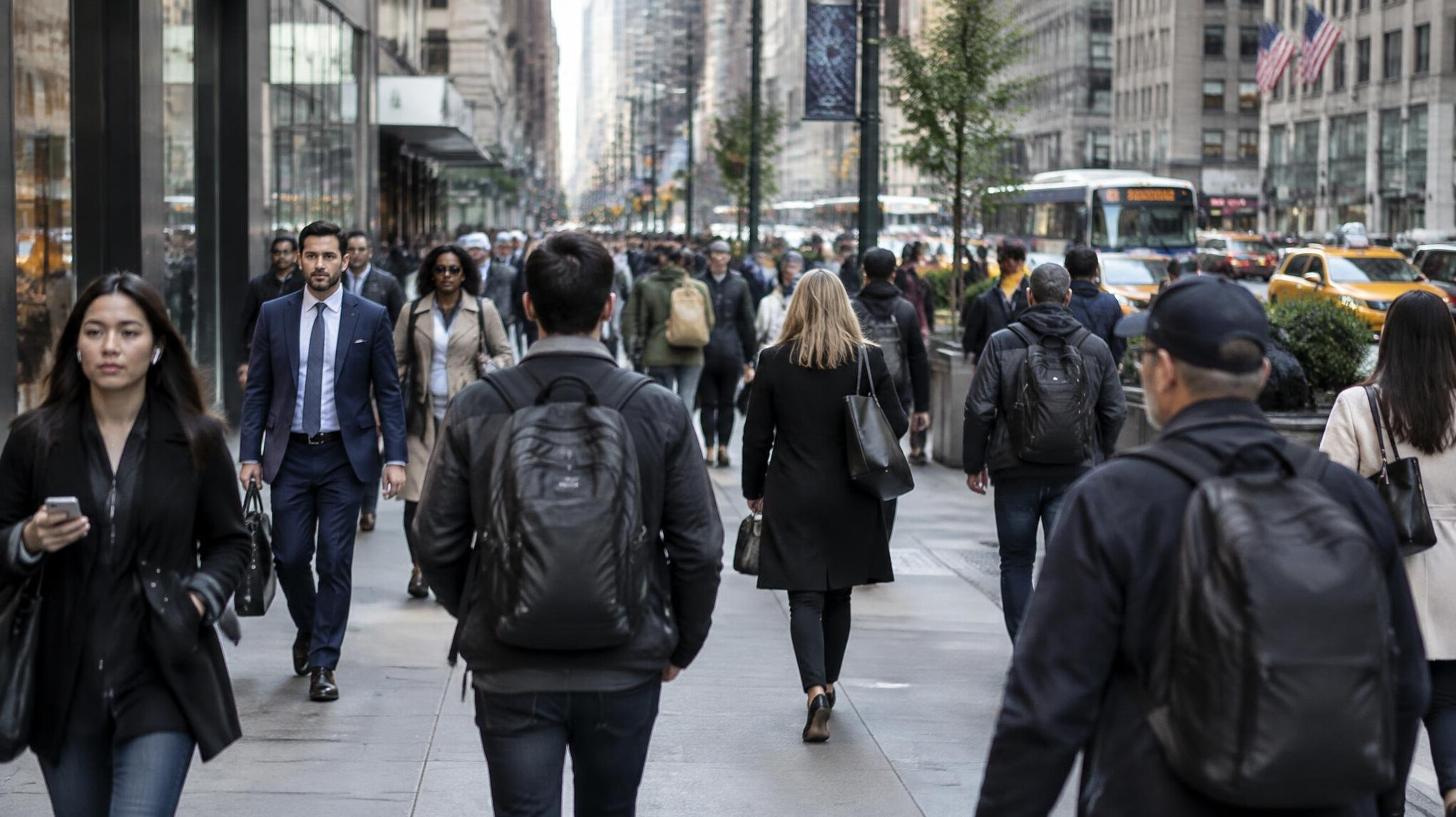 people walking on busy city street