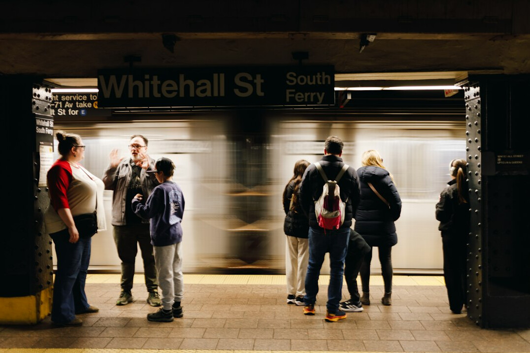 crowd waiting at metro station