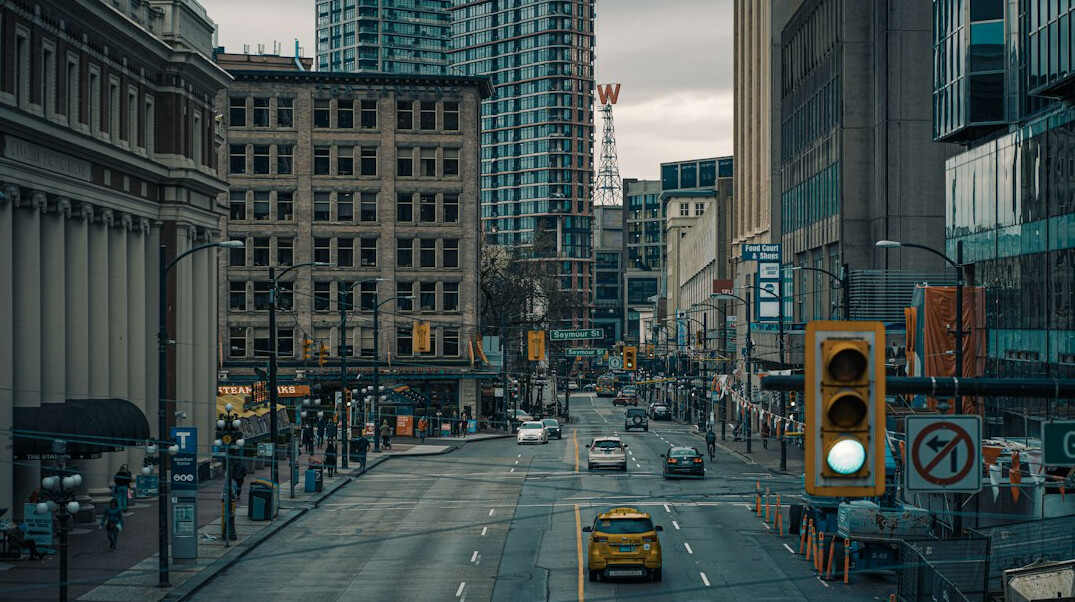 city street at dusk